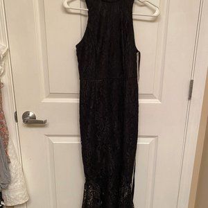 BLACK LACE HIGH NECK DRESS